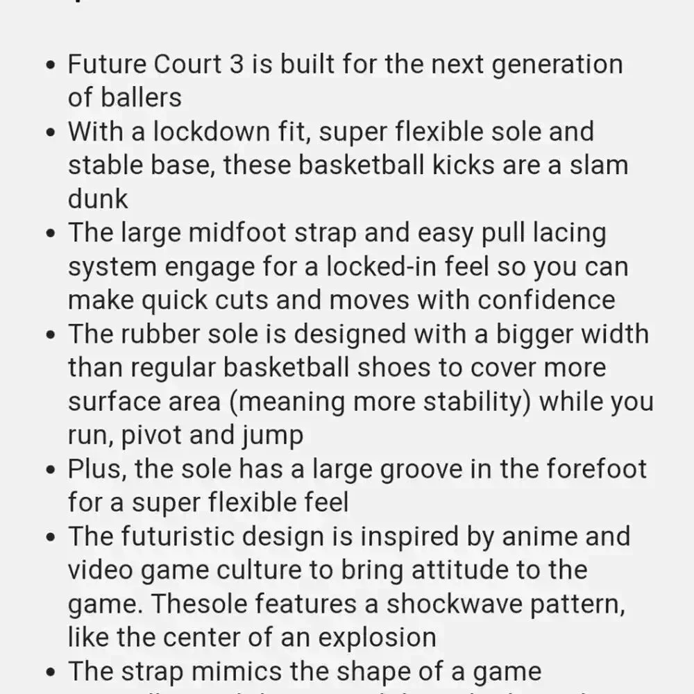 Nike Future Court 3 Basketball Shoe Size 7Y